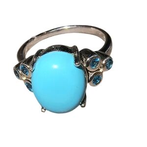 Sonora Beauty Turquoise, London Blue Topaz & Sterling Silver Ring Size 6